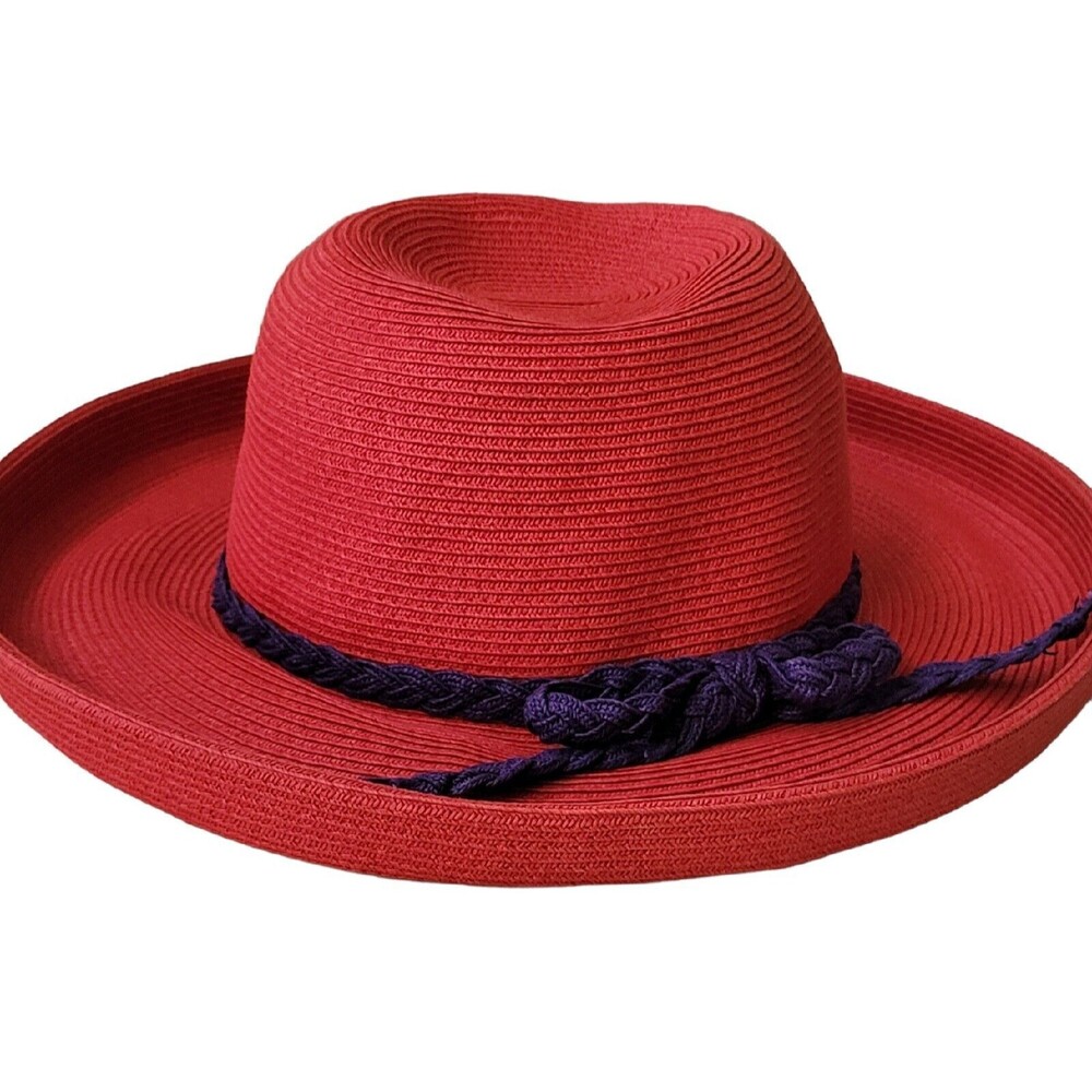 NEW Something Special L.A. Lady Hat Red With Purple Ribbon